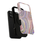 Pink and Lavender Pastel Italian Vintage Feathered Design Dual Layer Durable Phone Case