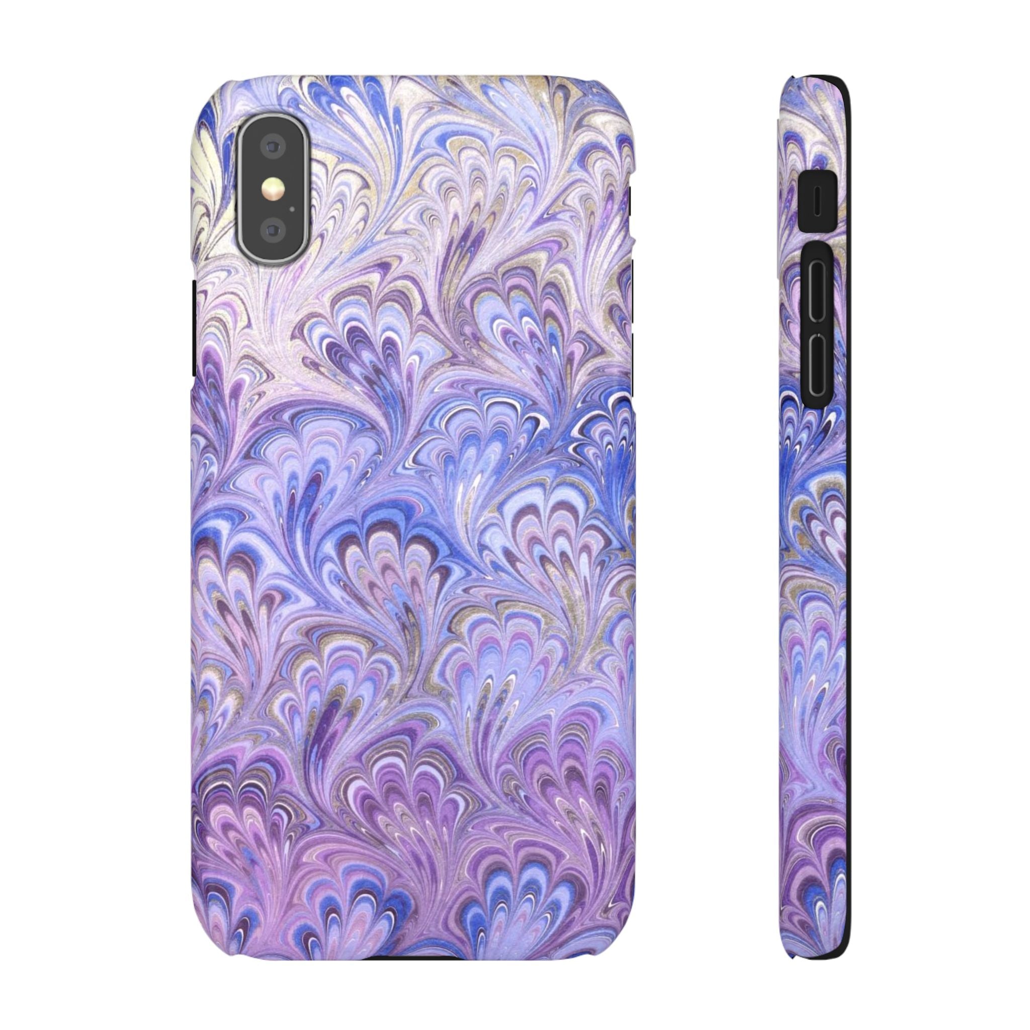 Marbled Feather Lavender + Purple Swirl - Single Layer Slim Phone Case