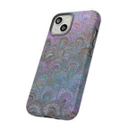 Lavender Marbled Peacock Durable Phone Case - Matte or Glossy