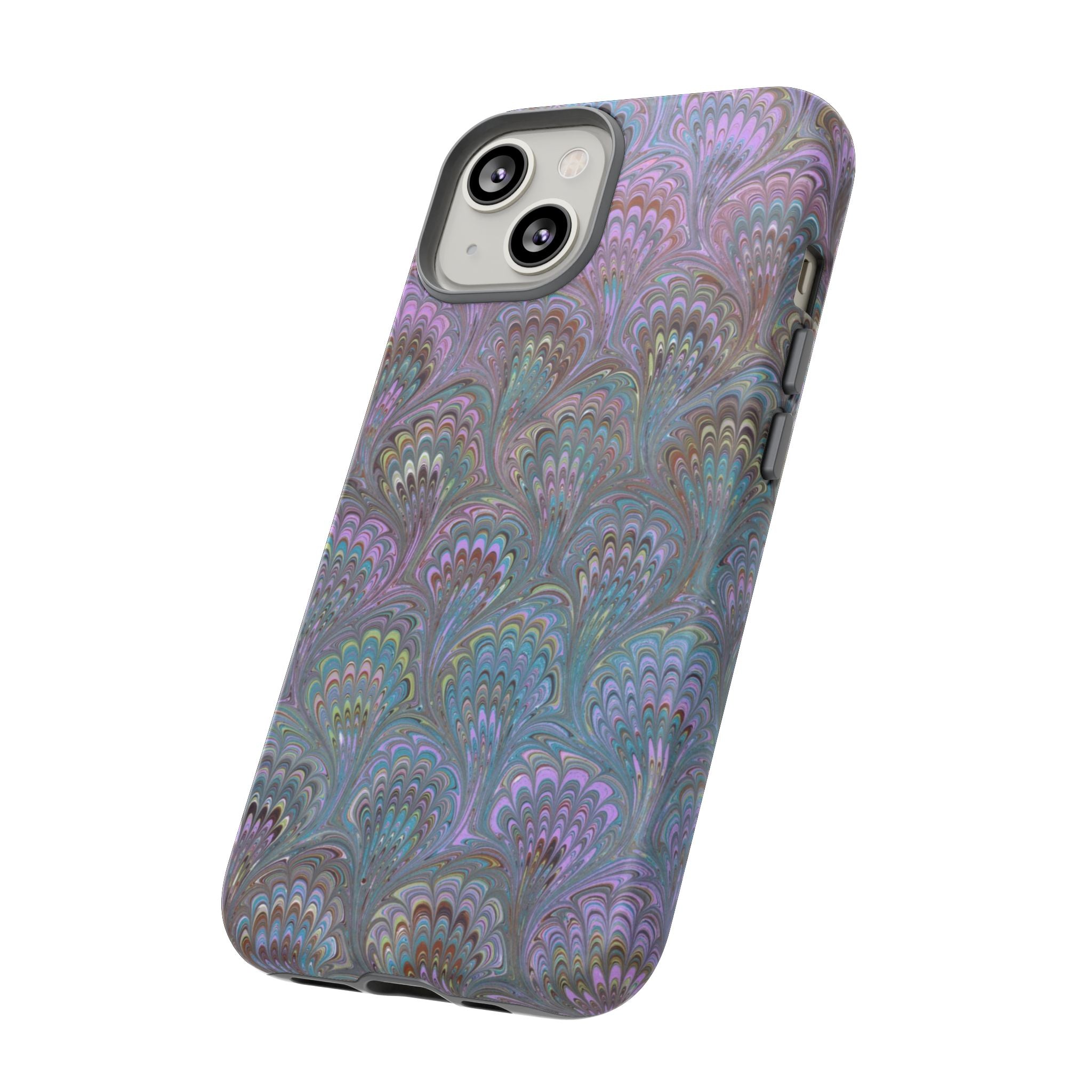 Lavender Marbled Peacock Durable Phone Case - Matte or Glossy