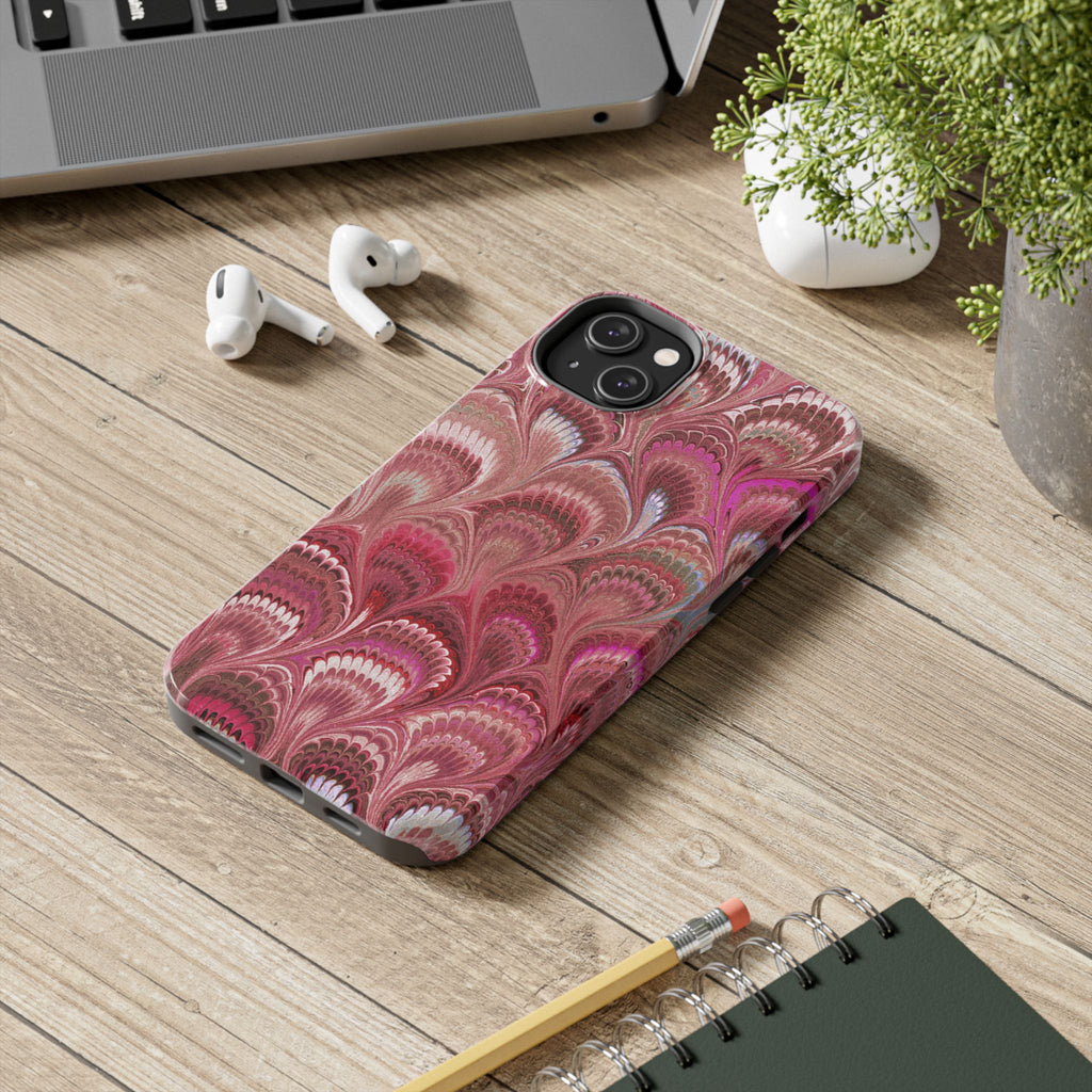 Pink Peacock Marble Italian Tough Phone Case — Durable Marbled Phone Case