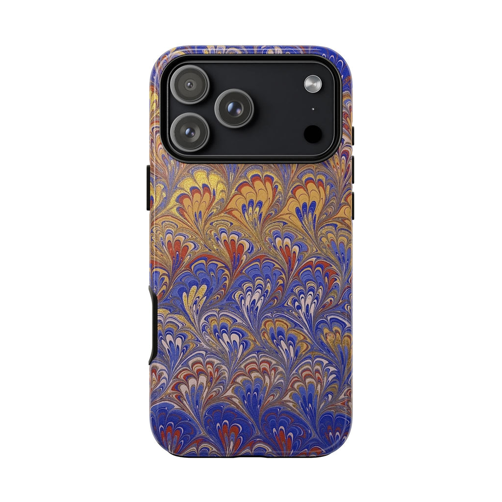 Lavender and Orange Marbled Peacock Durable - Dual Layer Phone Case