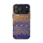 Lavender and Orange Marbled Peacock Durable - Dual Layer Phone Case