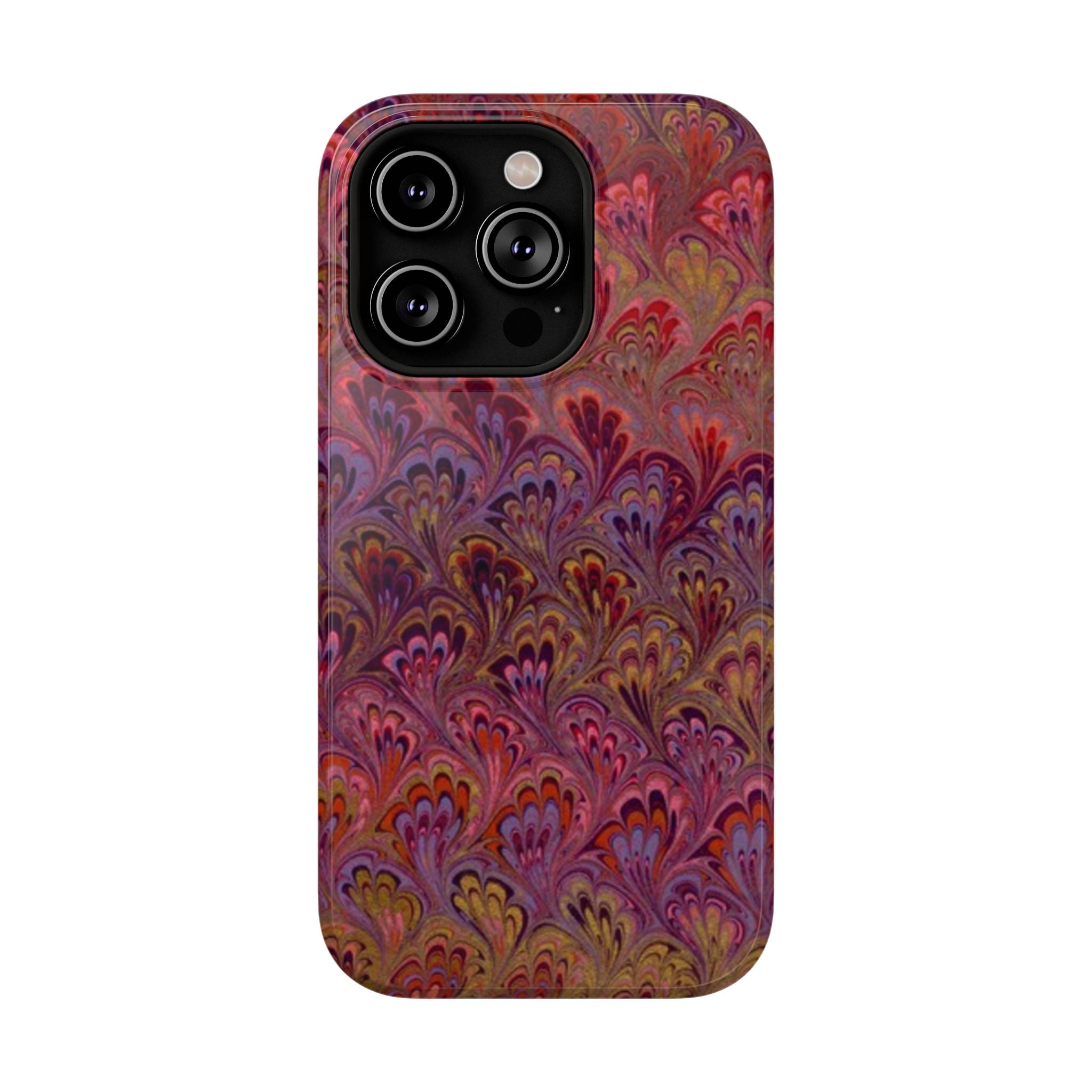 Red, Burgundy, Lavender Italian Peacock Feather Design Phone Case