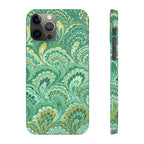 Marbled Feather Green Swirl - Single Layer Slim Phone Case