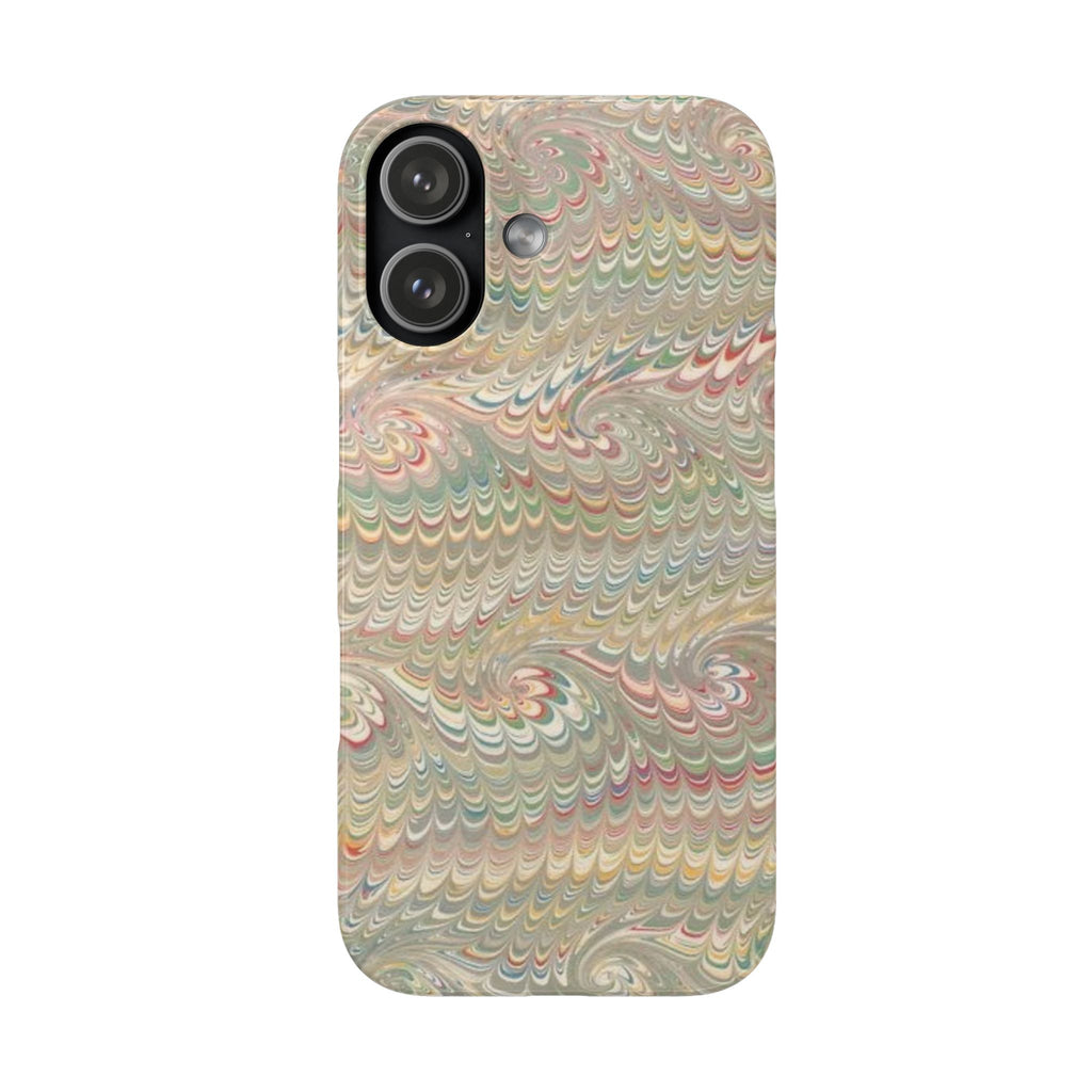 Beige and Pastel Red and Green Swirl Phone Case - Single Layer Slim Case