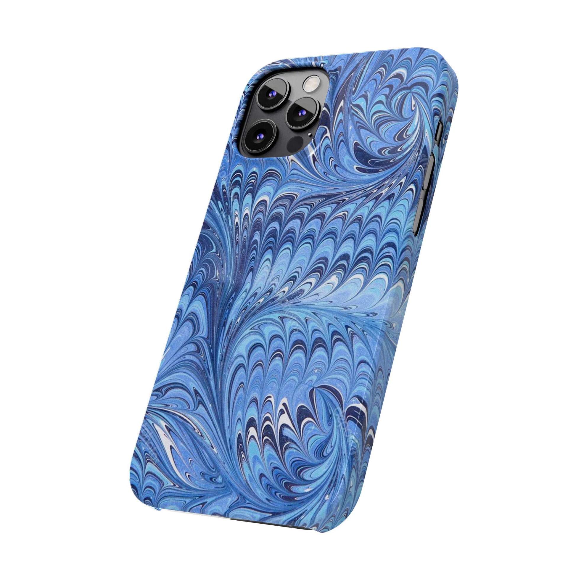 Blue Italian Marbled Design, Green and Blue Pallet, Slim Phone Case