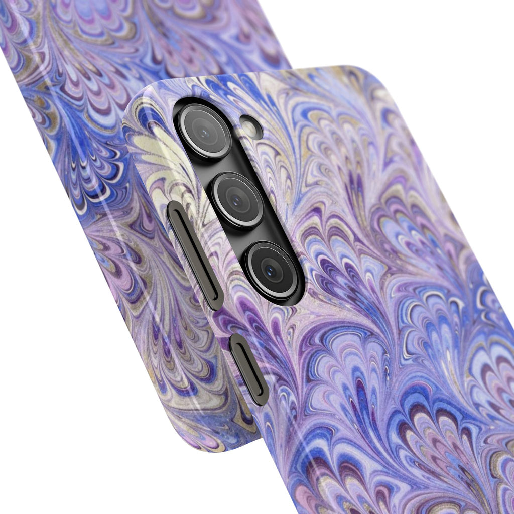 Marbled Feather Lavender + Purple Swirl - Single Layer Slim Phone Case