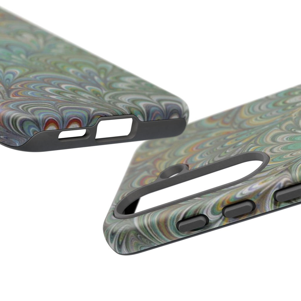 Green Marbled Peacock Durable Phone Case - Matte or Glossy