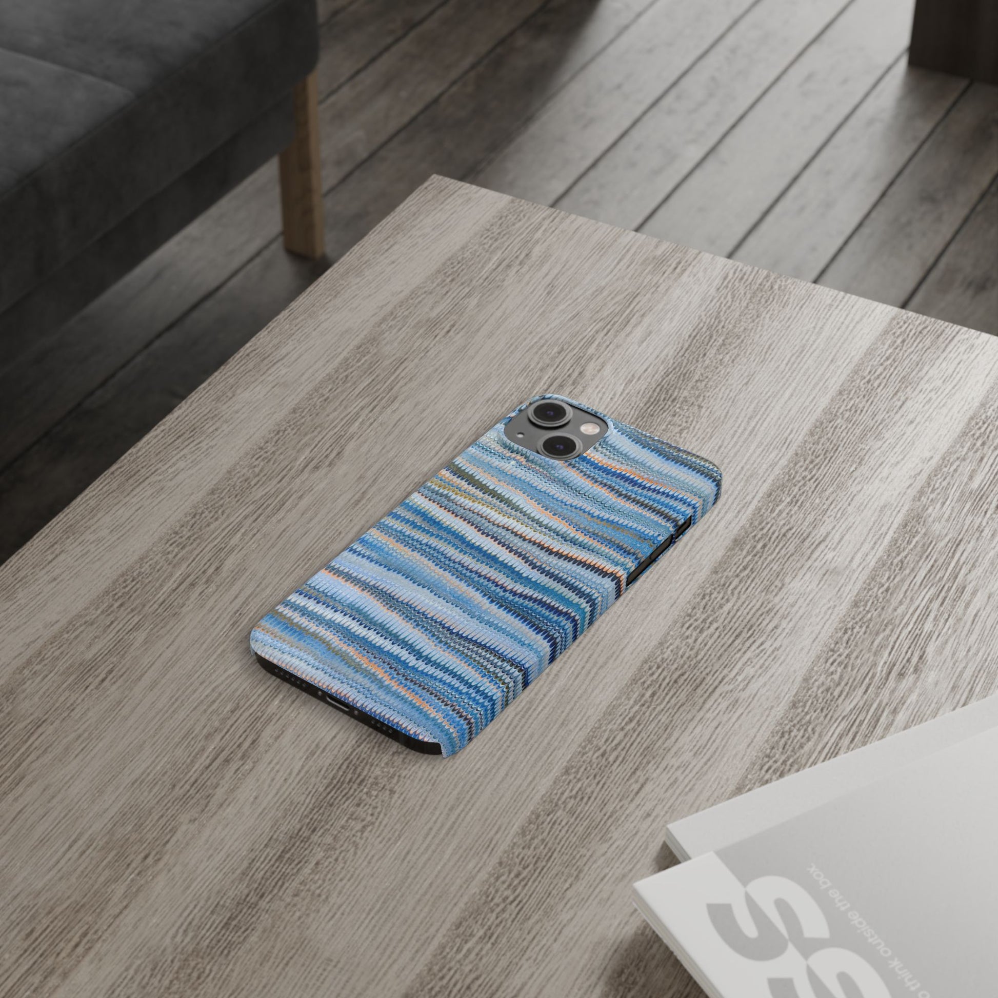 Blue Italian Hand-Painted and Vintage Marbled Inspired Paper Design, Italy Feather Phone Case, iPhone15 Case and all iPhone Case Sizes
