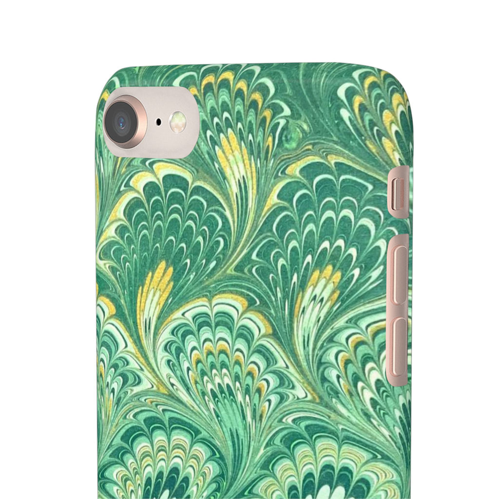 Marbled Feather Green Swirl - Single Layer Slim Phone Case