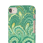Marbled Feather Green Swirl - Single Layer Slim Phone Case