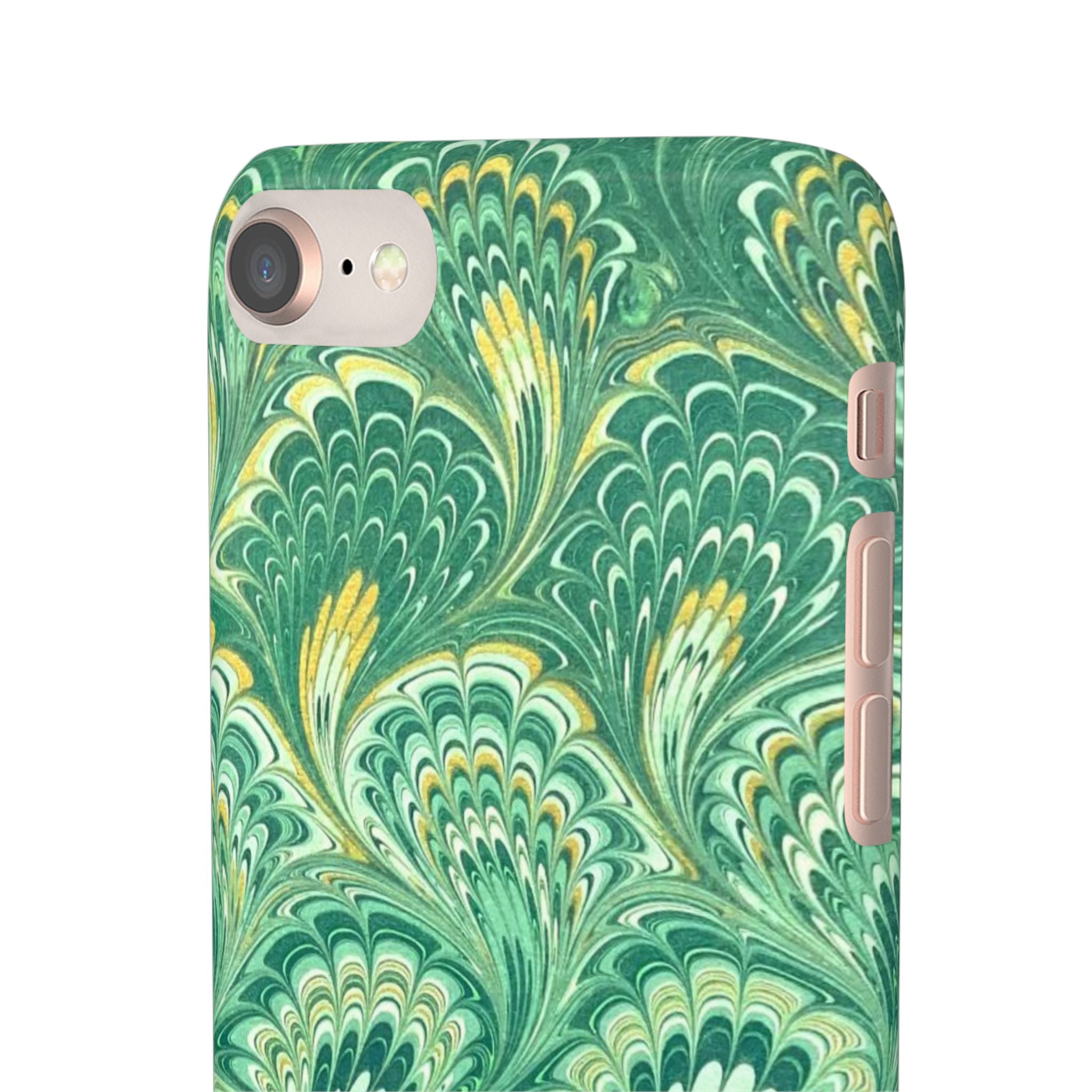 Marbled Feather Green Swirl - Single Layer Slim Phone Case
