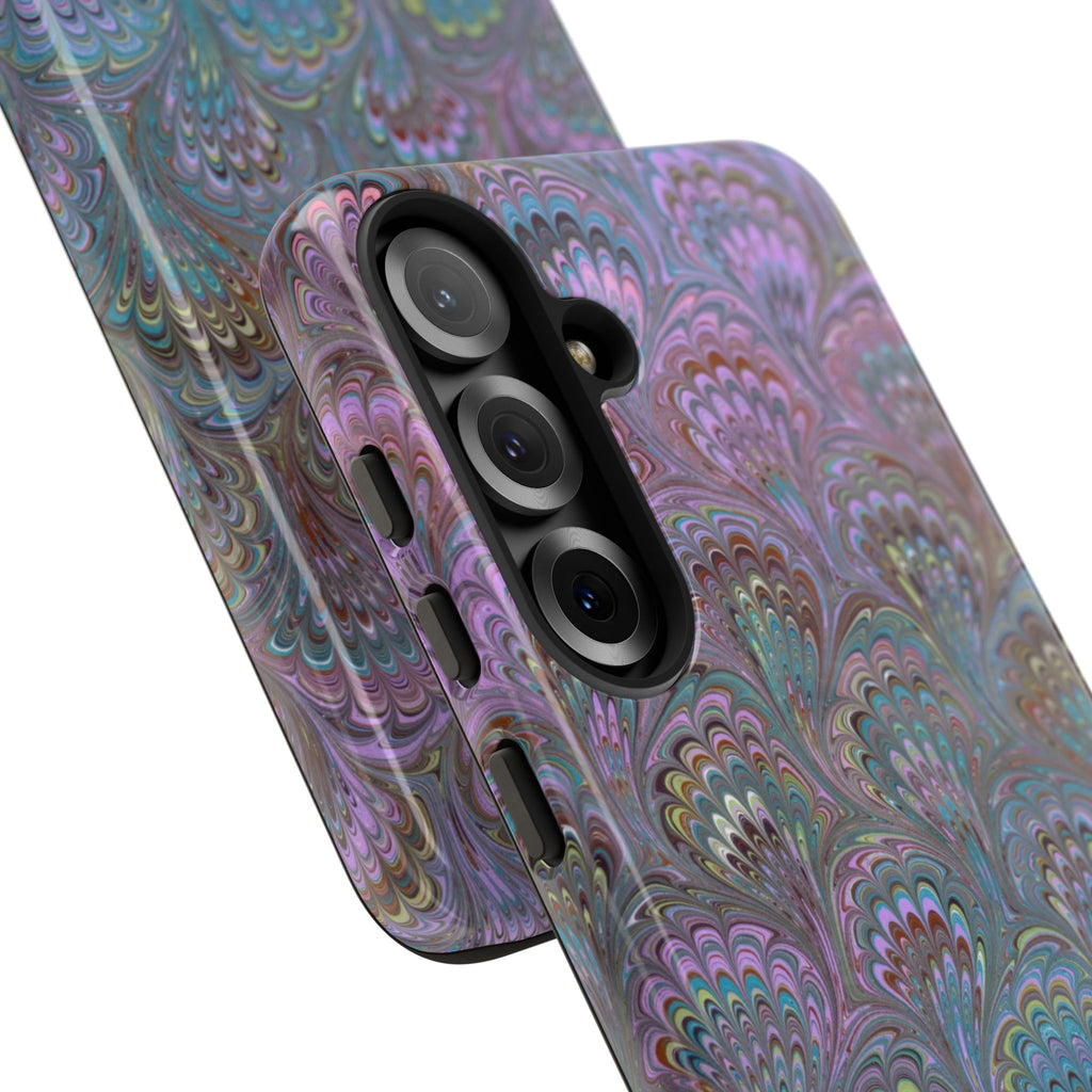 Lavender Marbled Peacock Durable Phone Case - Matte or Glossy