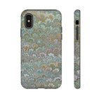Blue and Green Feather Marbled Phone Case — Dual Layer - Tough Protective Phone Cover