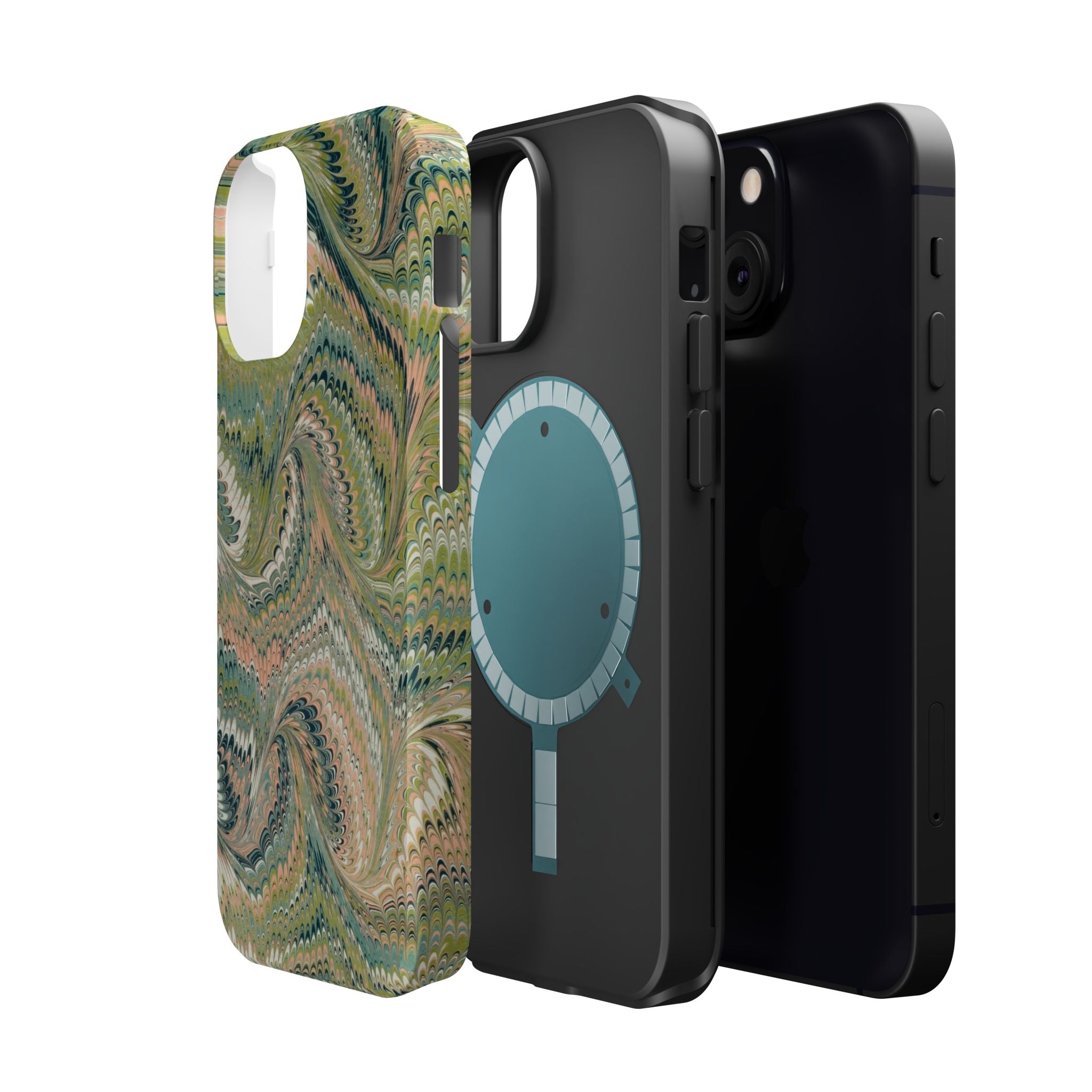 Green Pastel Italian Marble Design Magnetic MAG SAFE High Impact iPhone Cases