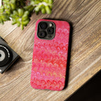 Pink and Gold Marbled Peacock Durable Phone Case - Olive Green and Brown - Matte or Glossy