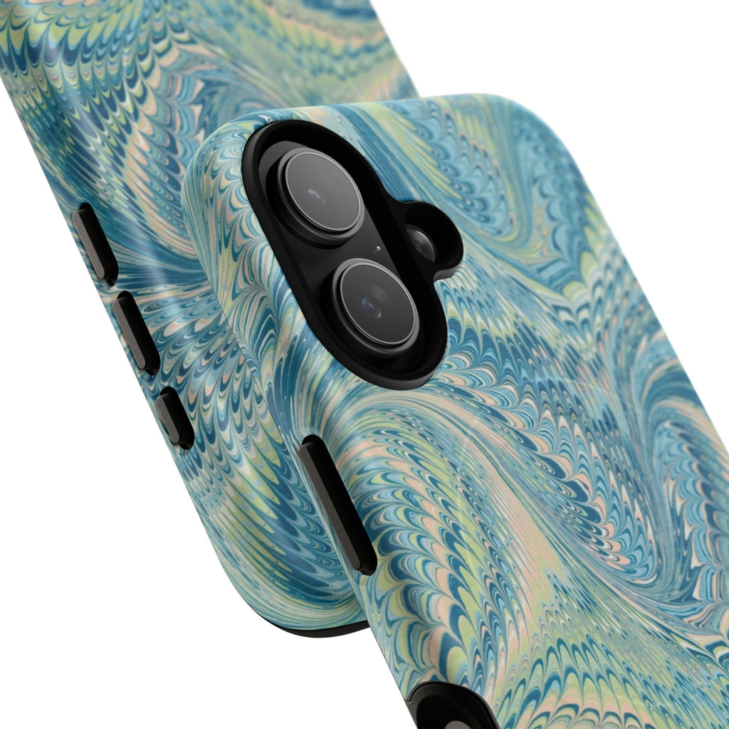 Aqua + Green Marble Phone Case - Impact-Resistant Durable - Dual Cover Design