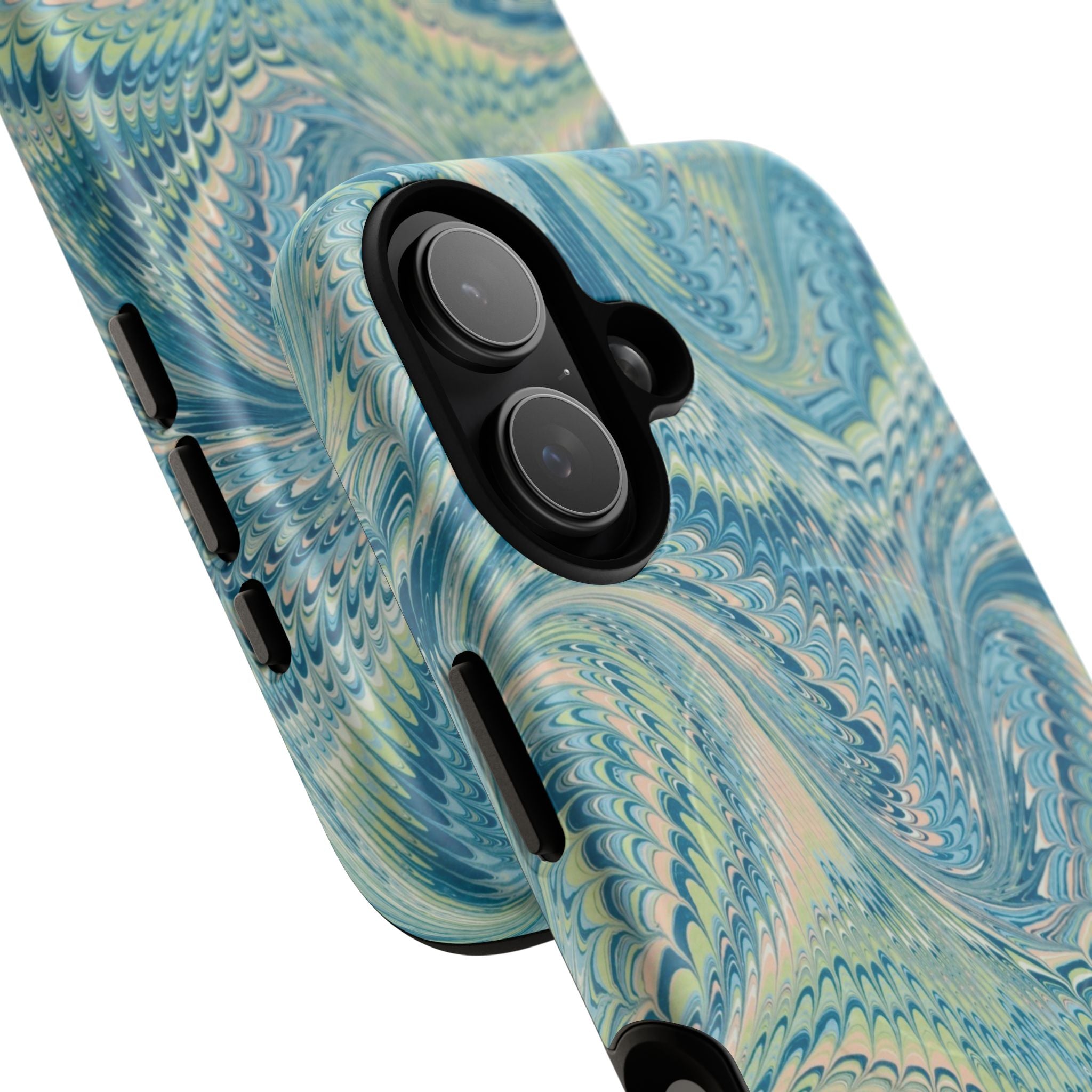 Aqua + Green Marble Phone Case - Impact-Resistant Durable - Dual Cover Design