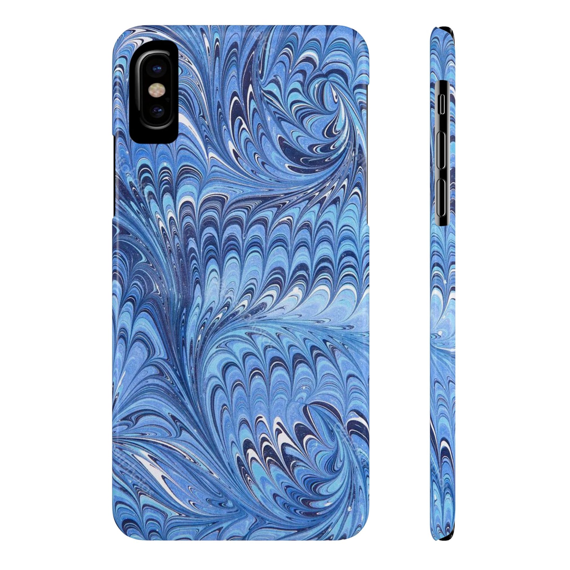 Blue Italian Marbled Design, Green and Blue Pallet, Slim Phone Case