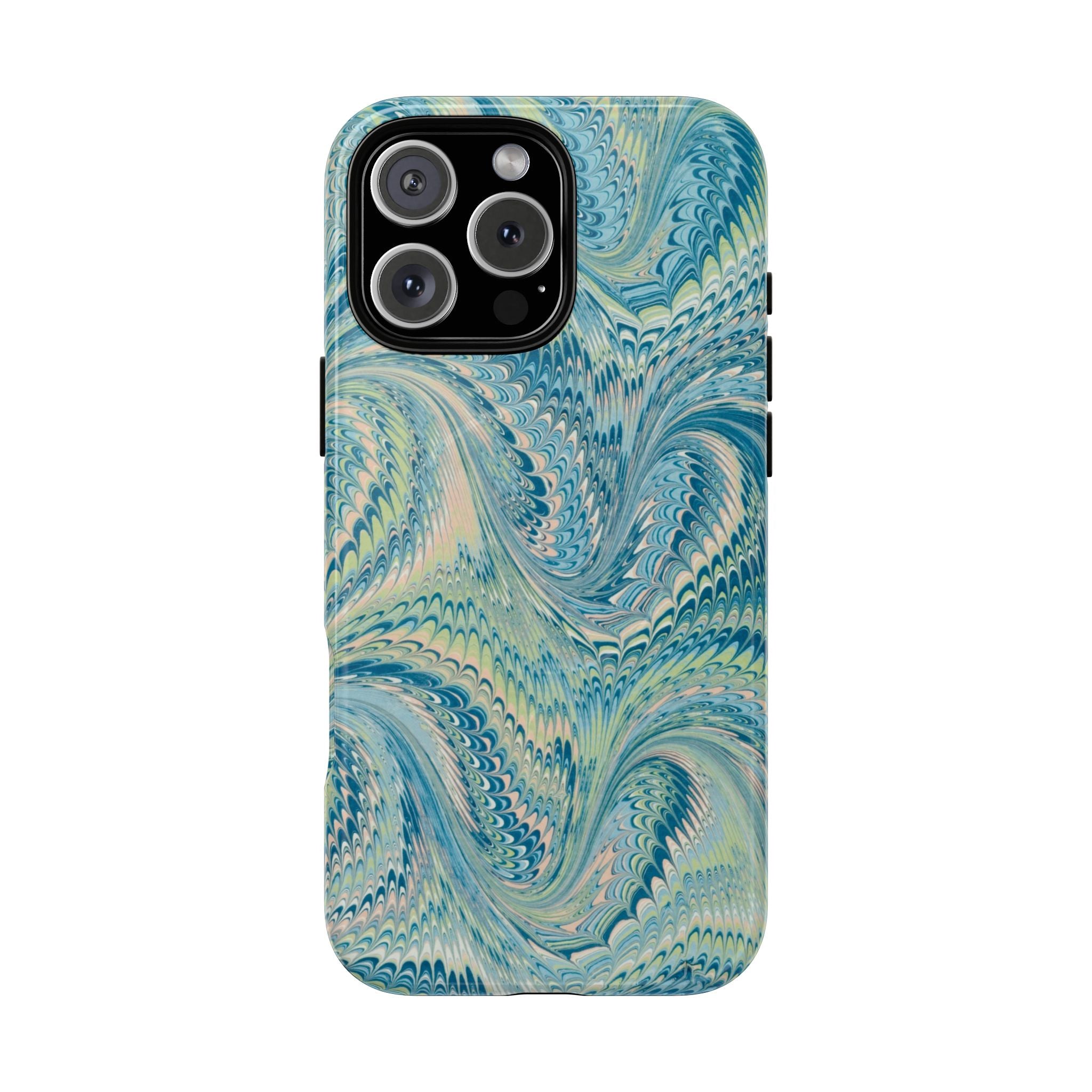 Aqua + Green Marble Phone Case - Impact-Resistant Durable - Dual Cover Design