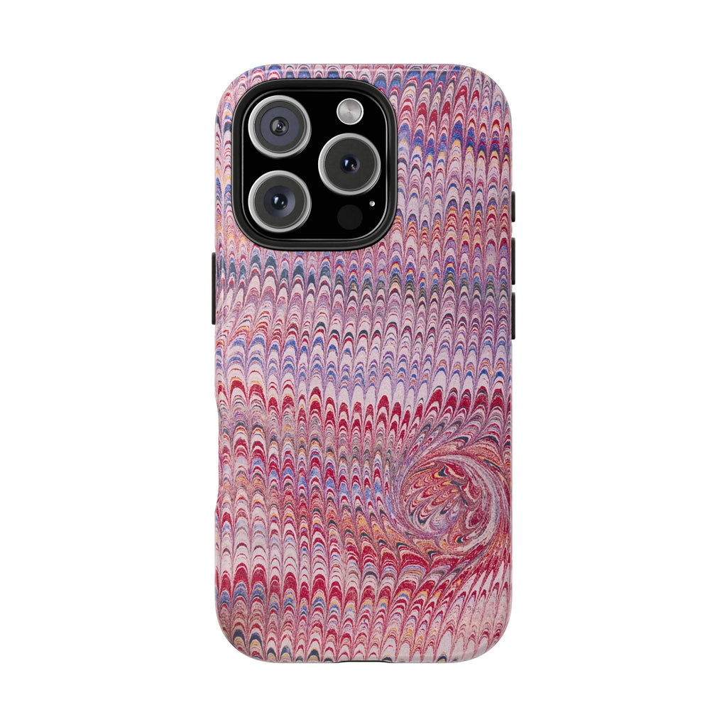Pinks and Reds Vintage Marbled Feather Tough Phone Case - Dual Layer