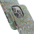 Green, Blue, + White Marbled Peacock - Dual Layer MAG SAFE Phone Case