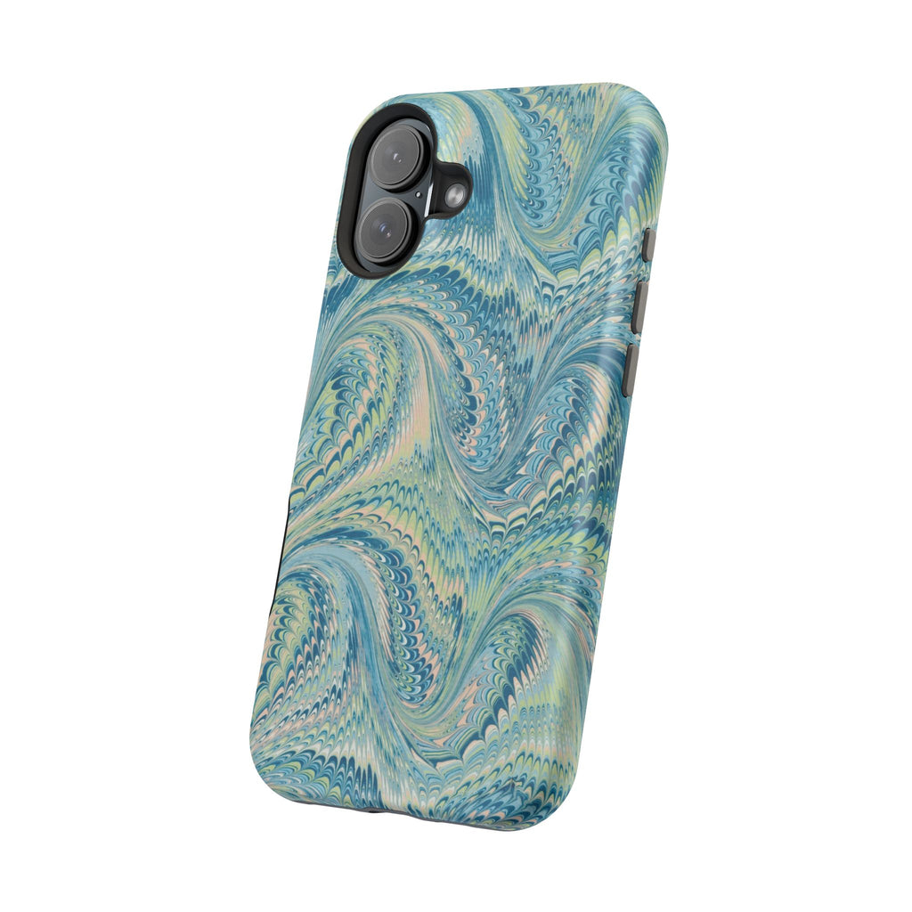 Aqua + Green Marble Phone Case - Impact-Resistant MAG SAFE - Dual Cover Design