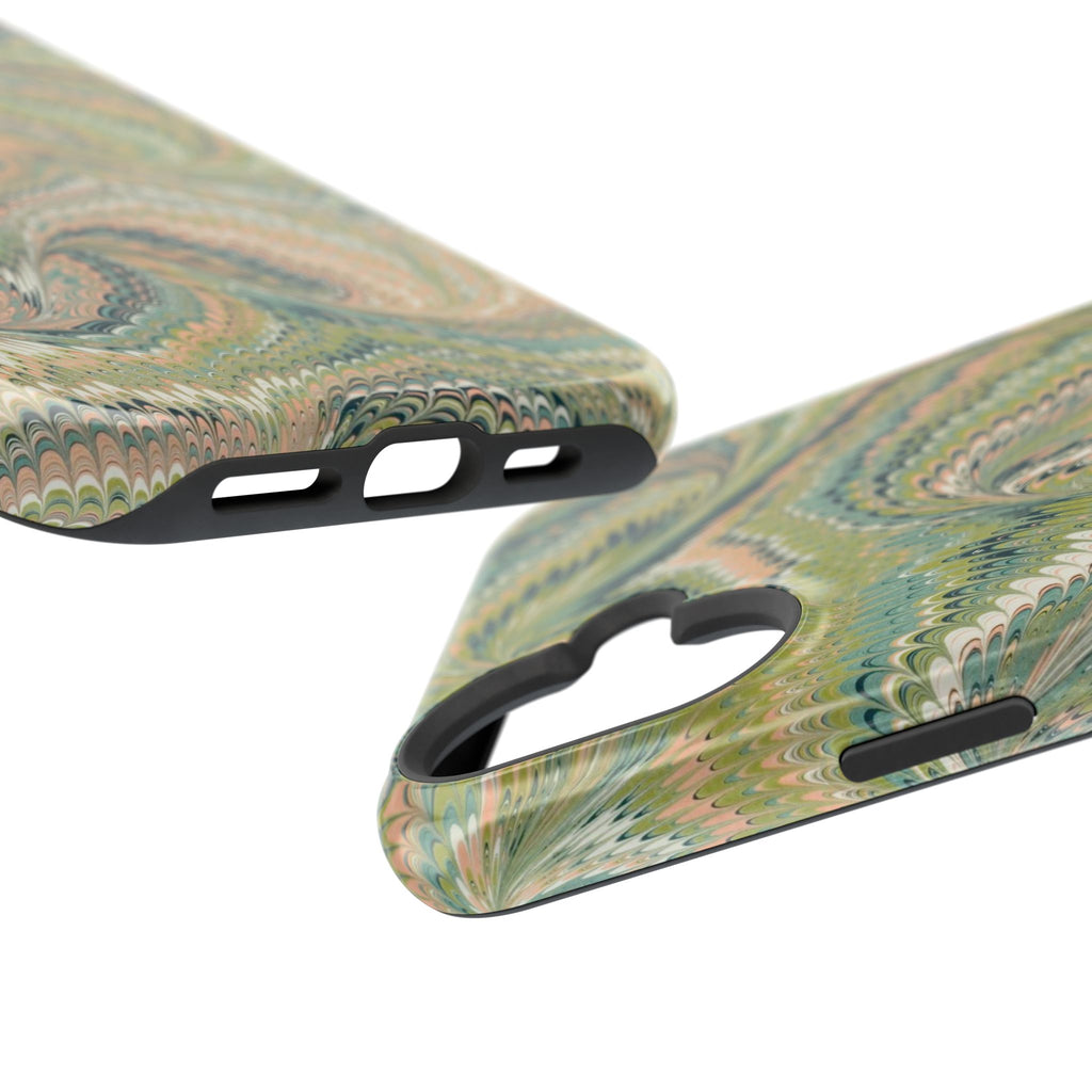 Green Pastel Italian Marble Design Magnetic MAG SAFE High Impact iPhone Cases