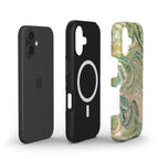 Green Vintage Marbled Swirl MagSafe Dual Layer Phone Case