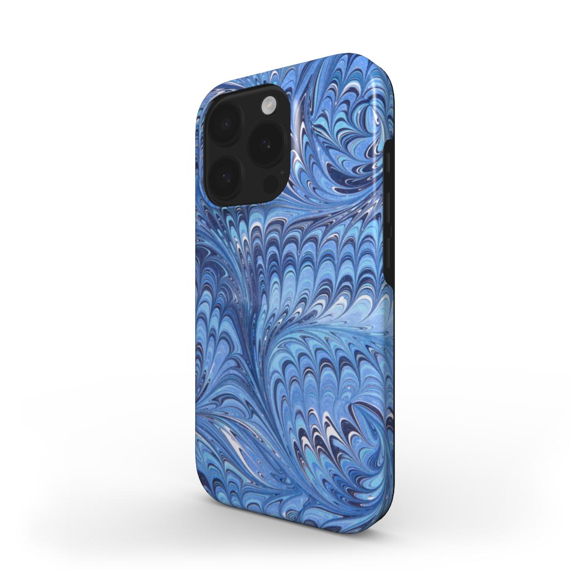 Deep Blue Vintage Marbled Swirl MagSafe Dual Layer Phone Case