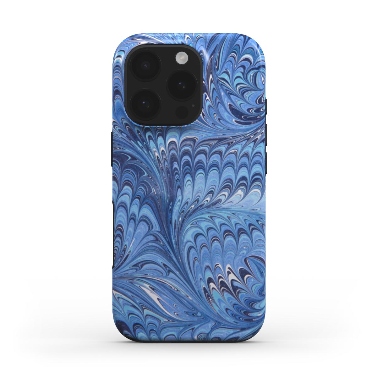 Deep Blue Vintage Marbled Swirl MagSafe Dual Layer Phone Case