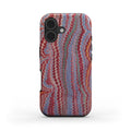 MagSafe Tough Phone Case Burgundy, Orange and Blue Vintage Marble Design