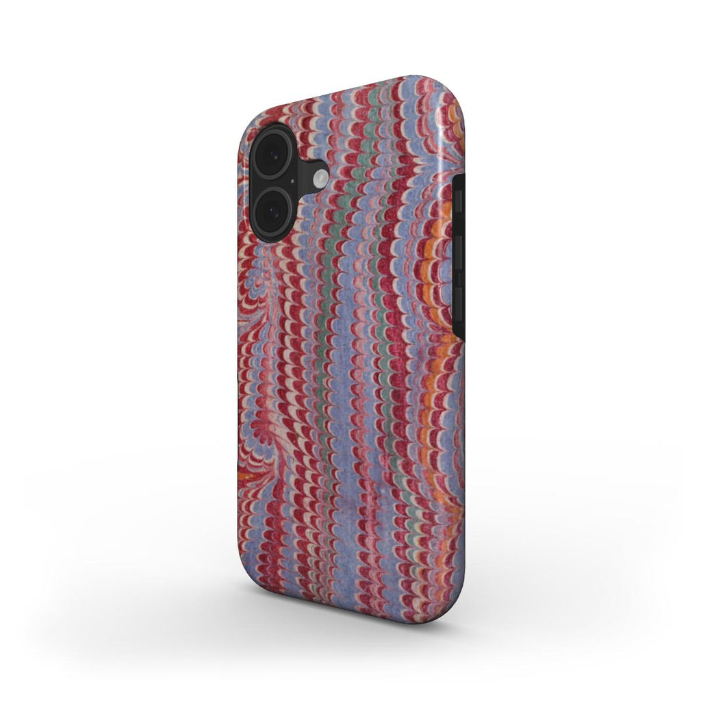 MagSafe Tough Phone Case Burgundy, Orange and Blue Vintage Marble Design