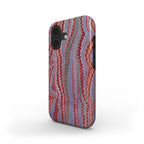 MagSafe Tough Phone Case Burgundy, Orange and Blue Vintage Marble Design