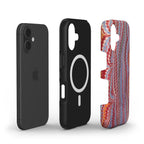 MagSafe Tough Phone Case Burgundy, Orange and Blue Vintage Marble Design