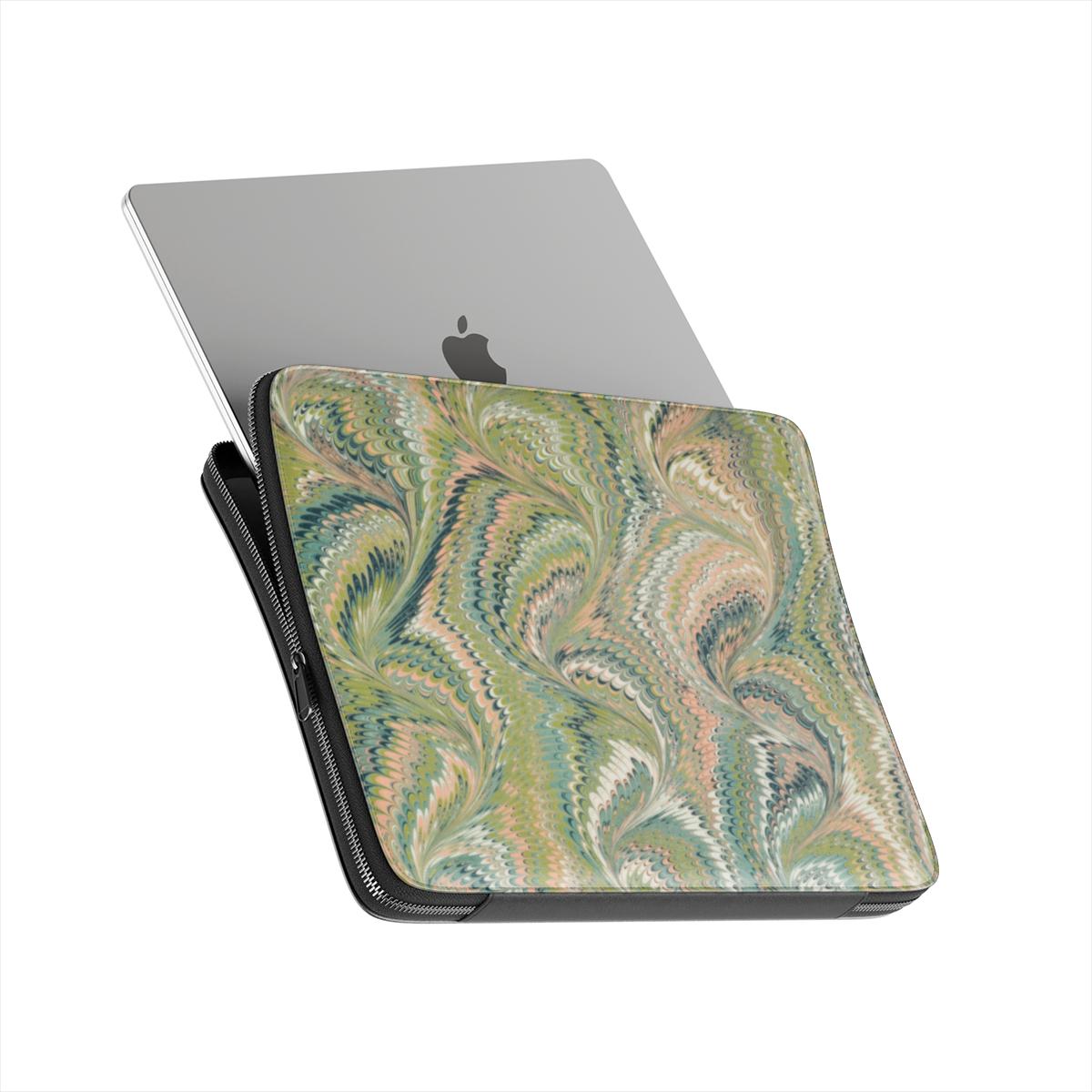 Vintage Florentine Green Swirl Design on Laptop Sleeve