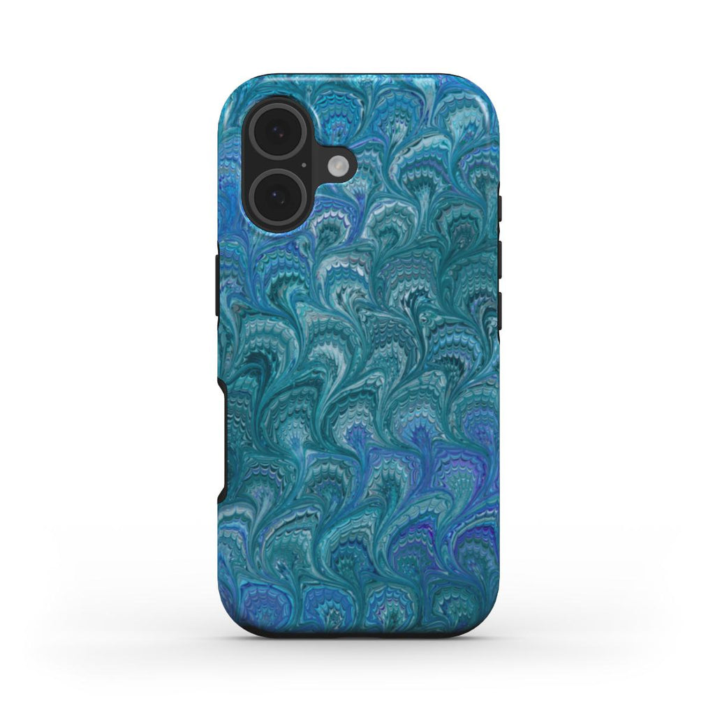Blue + Aqua Vintage Marbled Swirl MagSafe Dual Layer MAG SAFE Phone Case