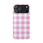 Pink + White Gingham Check Phone Case - Single Layer Slim Case