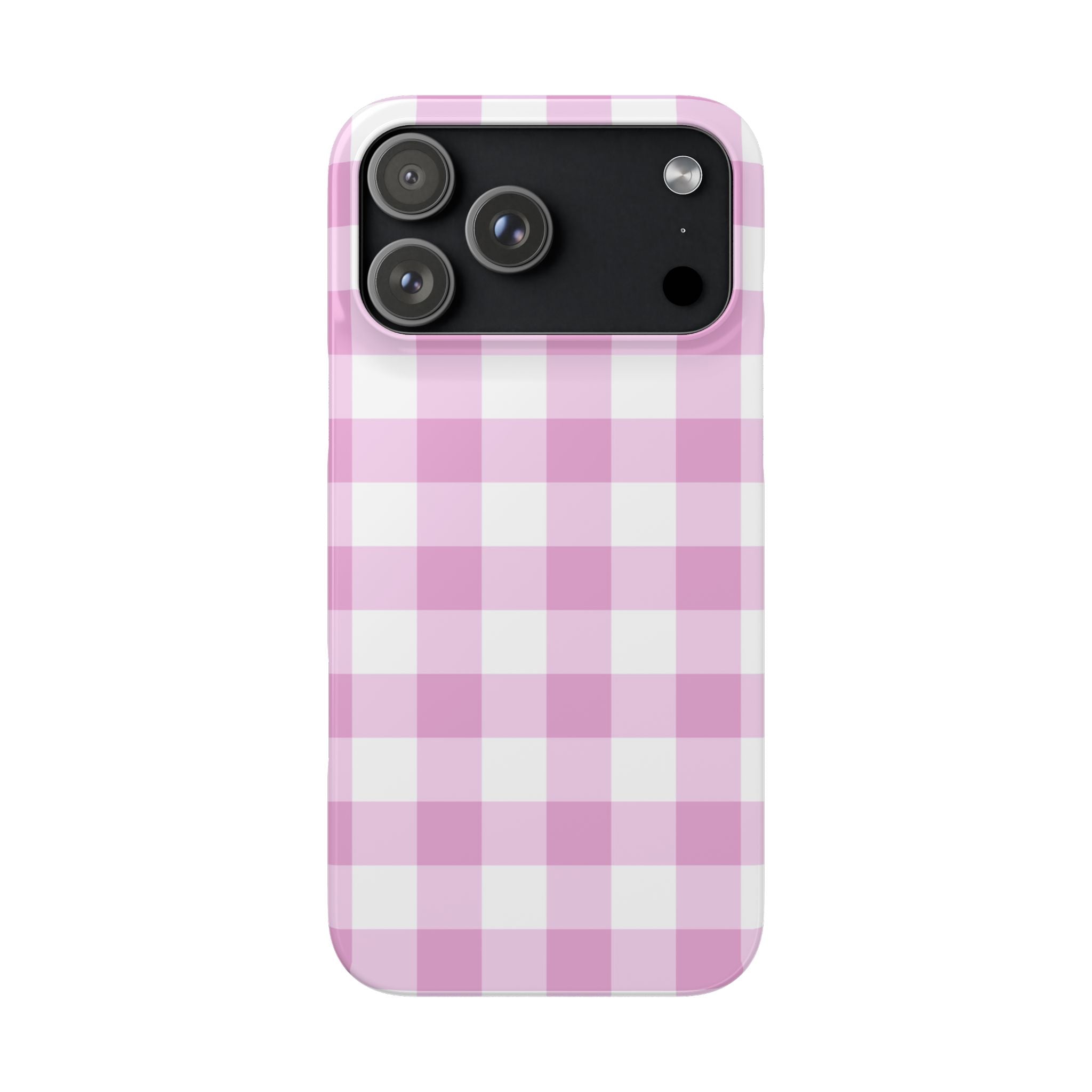 Pink + White Gingham Check Phone Case - Single Layer Slim Case