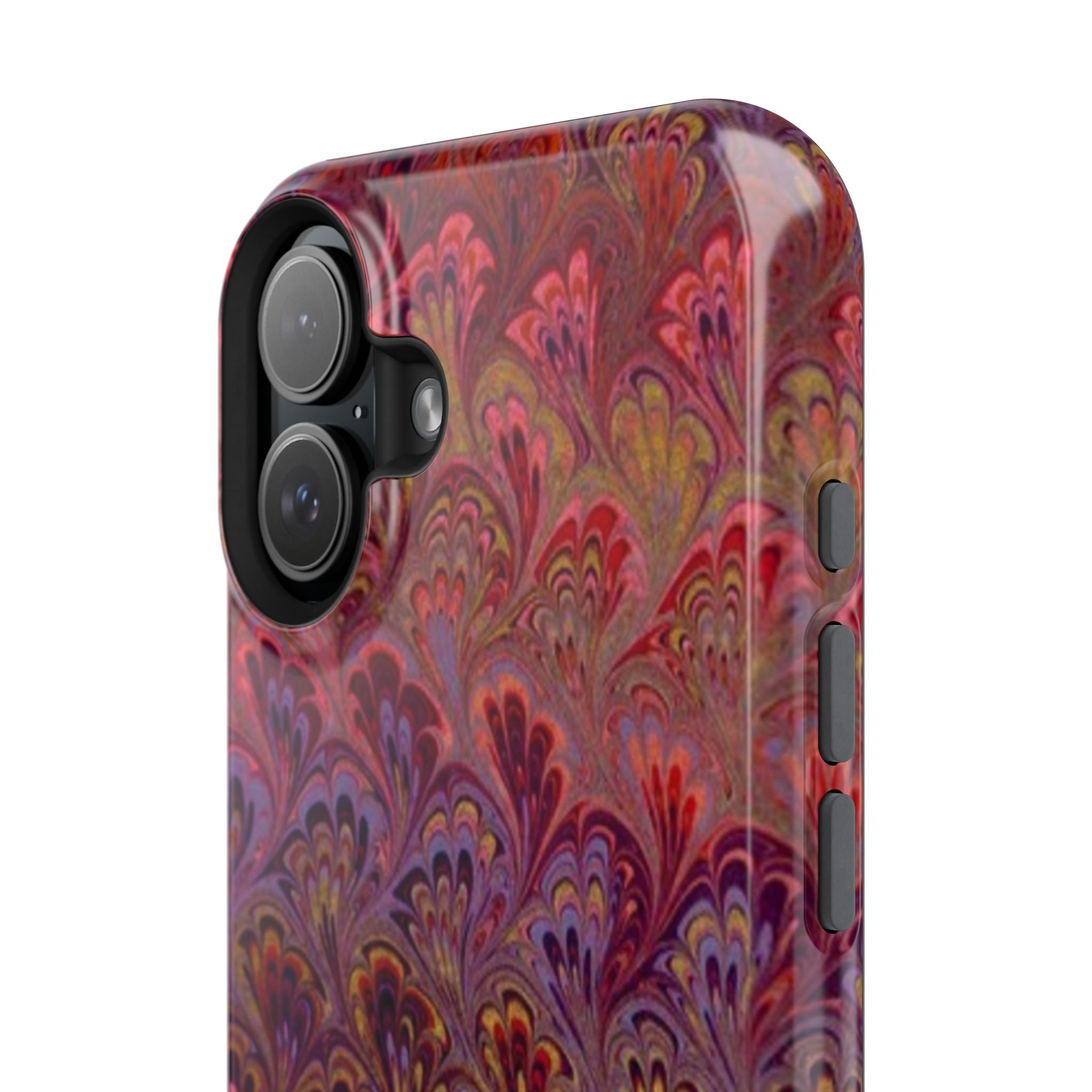 Red, Burgundy, Lavender Italian Peacock Feather Design Phone Case