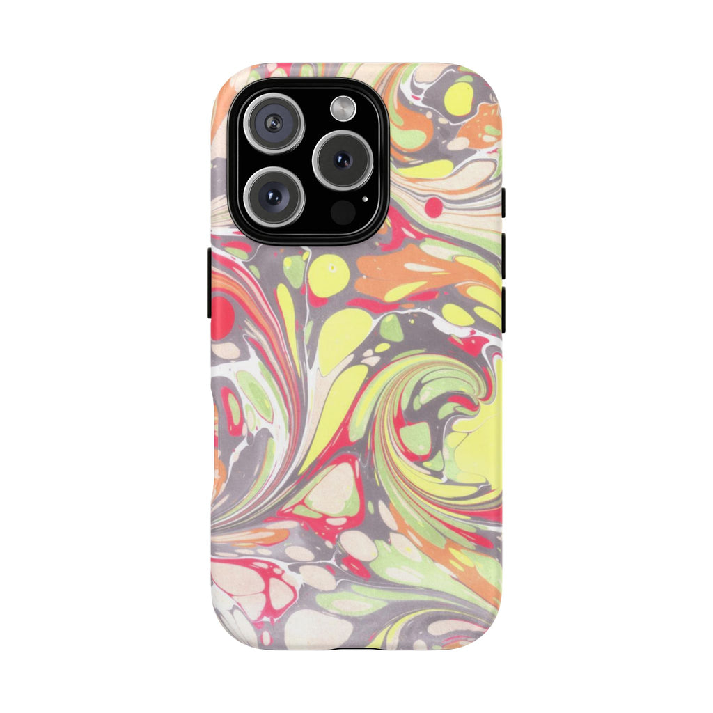 Yellow and Pink Swirl Marbled Italian Phone Case - Dual Layer - Matte or Glossy