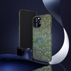 Green Marbled Peacock Durable Phone Case - Matte or Glossy