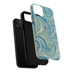 Aqua + Green Marble Phone Case - Impact-Resistant Durable - Dual Cover Design