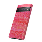 Pink and Gold Marbled Peacock Durable Phone Case - Olive Green and Brown - Matte or Glossy
