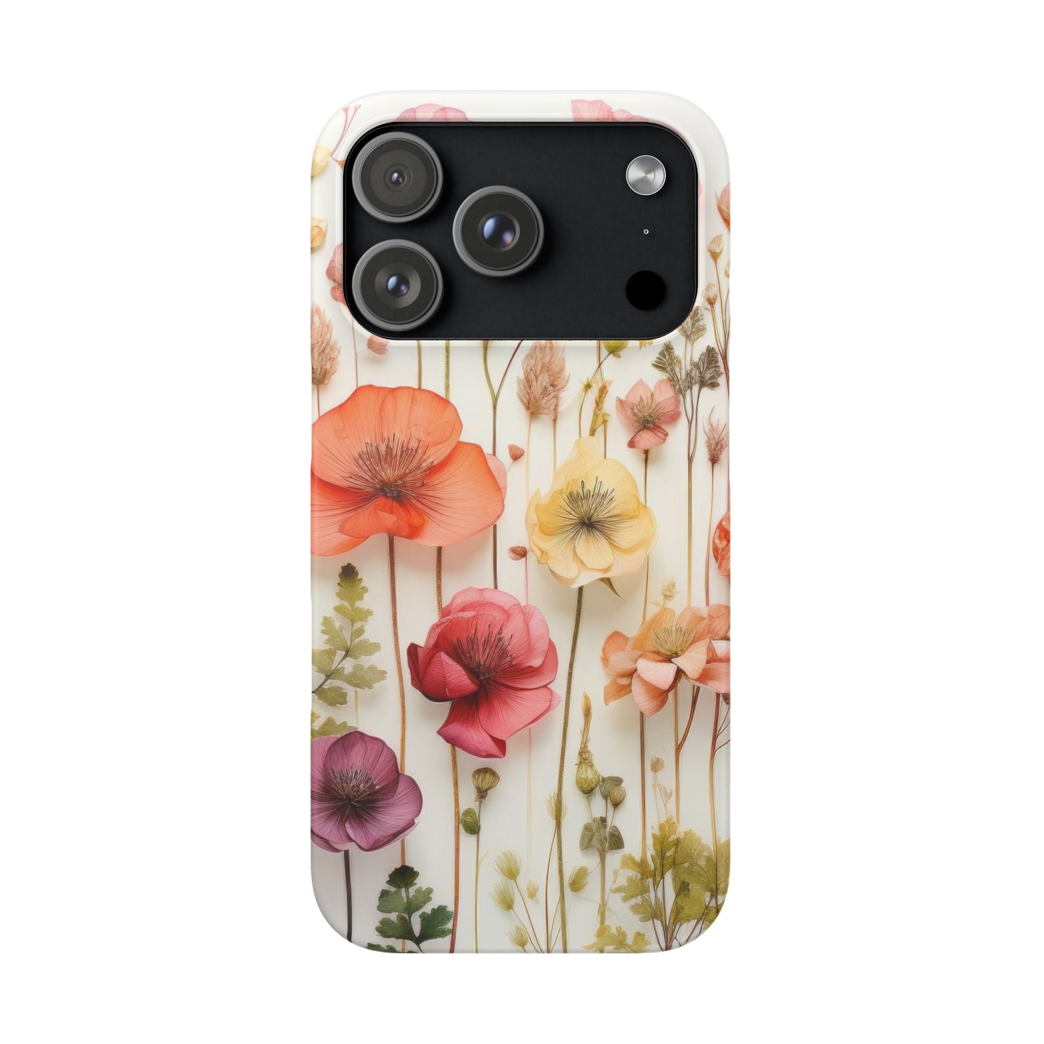 Pink Floral Pressed Flowers - Slim Case