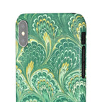 Marbled Feather Green Swirl - Single Layer Slim Phone Case