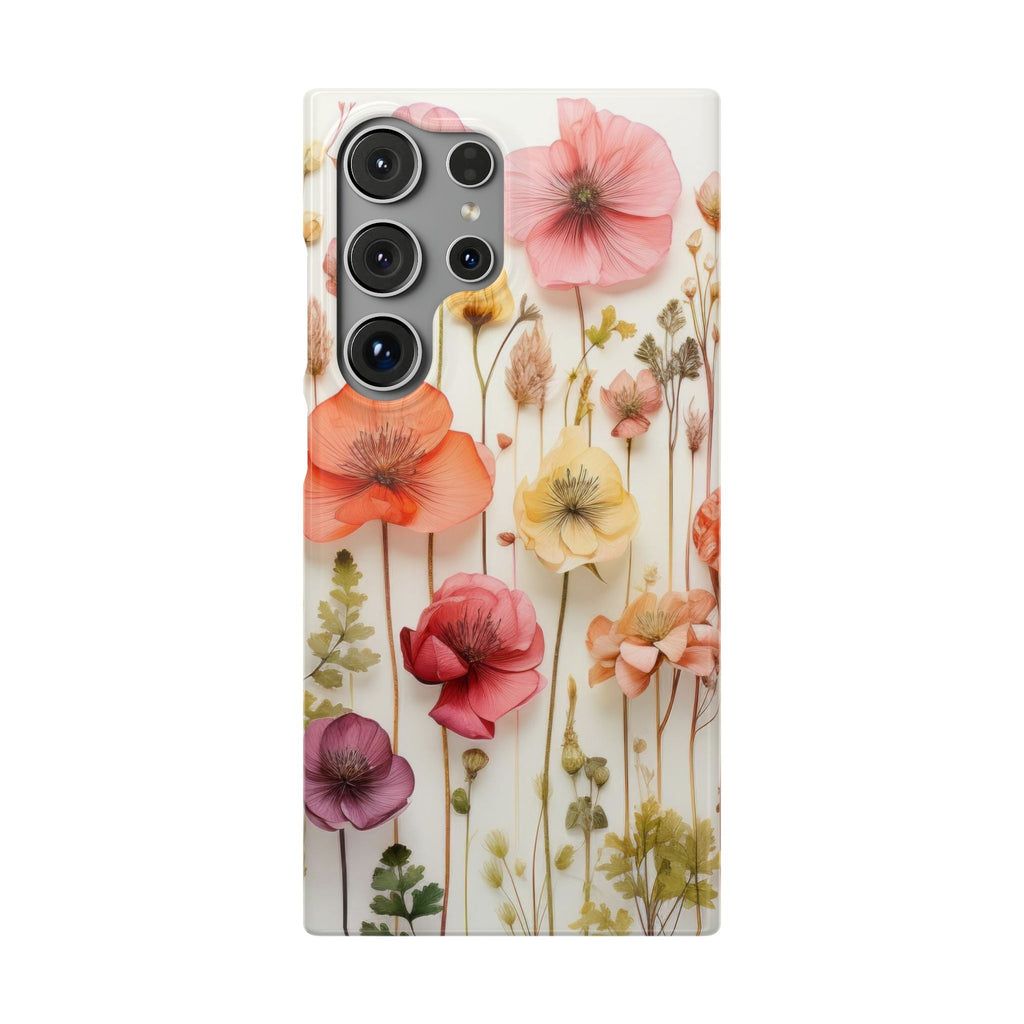 Pink Floral Pressed Flowers - Slim Case