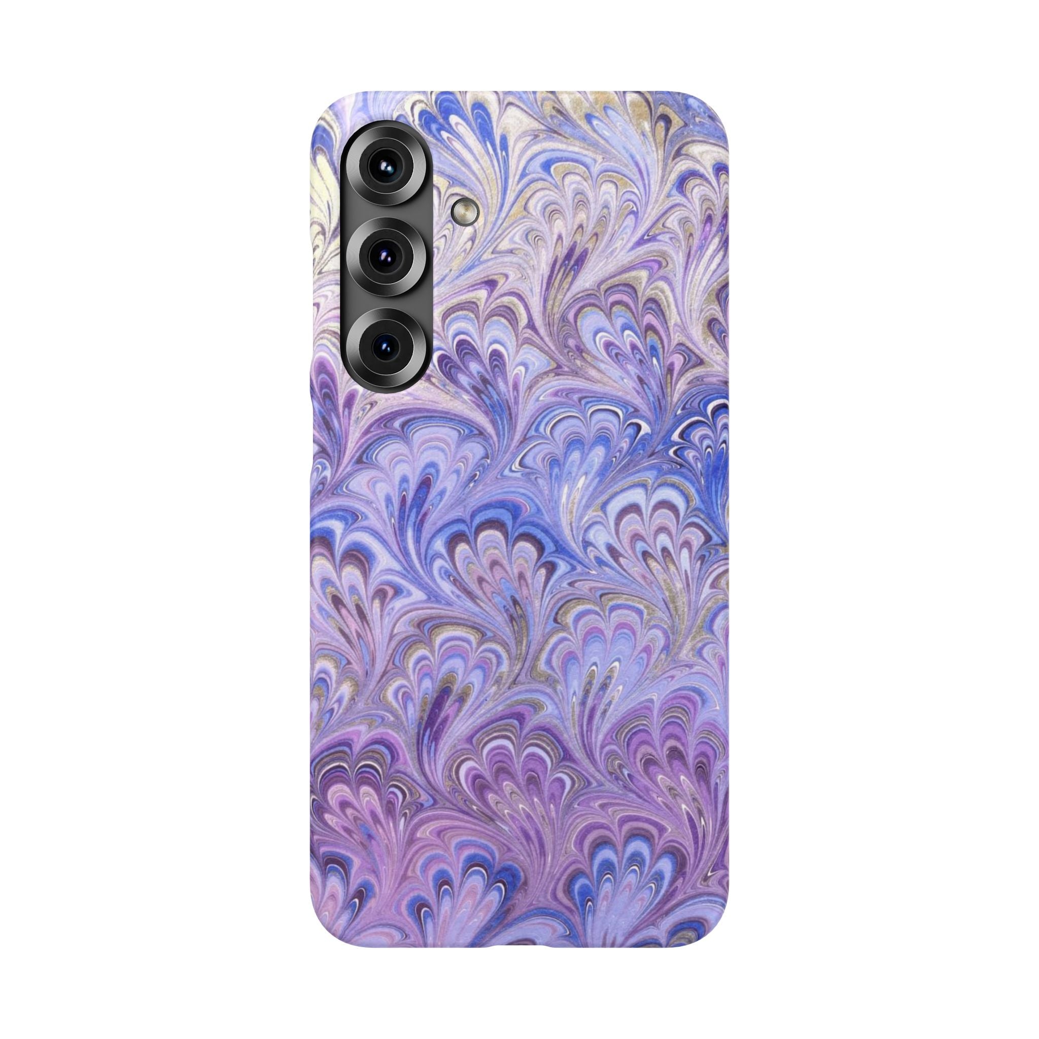 Marbled Feather Lavender + Purple Swirl - Single Layer Slim Phone Case
