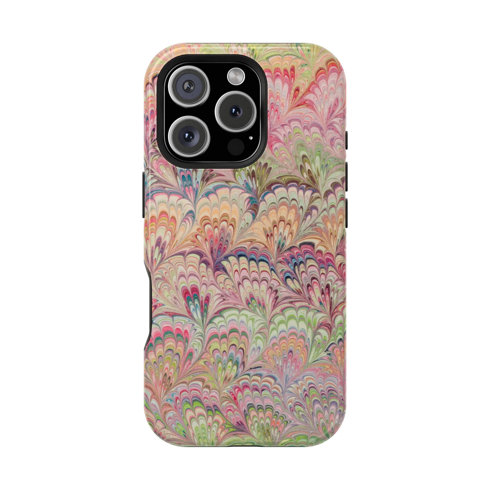 Marbled Pastel Pink and Green Impact-Resistant Phone Case for Apple + Samsung - Dual Layer Case